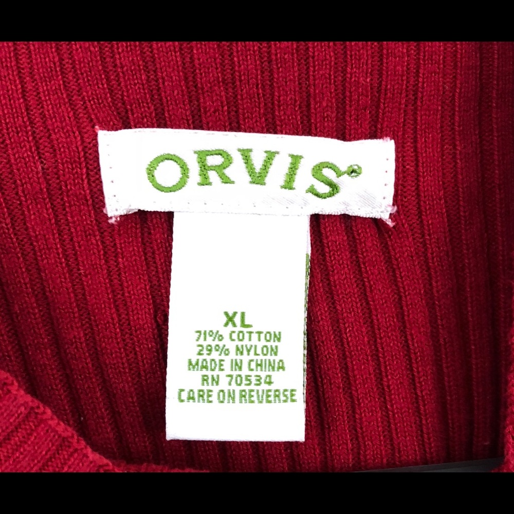 ORVIS Women’s Red Ribbed Lightweight Top Size XL - Picture 3 of 3